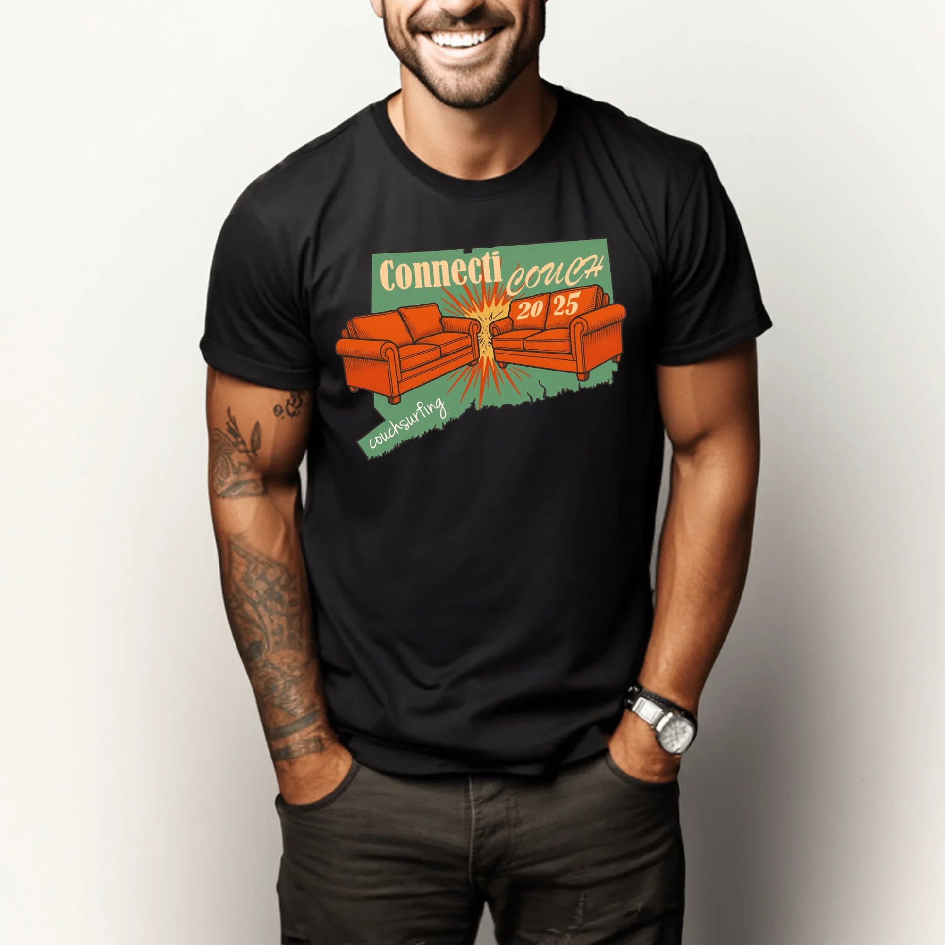 Connecticouch 2025 Shirt – Couchsurfing Connecticut Event Tee - Zazations