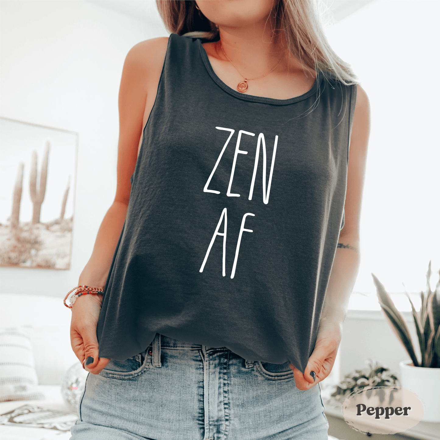 Zen AF Tank Top – Funny Yoga Workout Shirt for Mindful Women