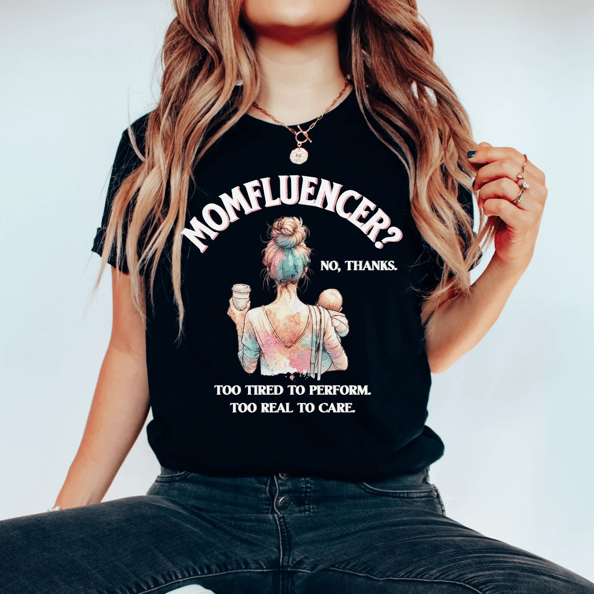 Momfluencer? No Thanks Shirt – Funny Bella Canvas Mom Tee - Zazations