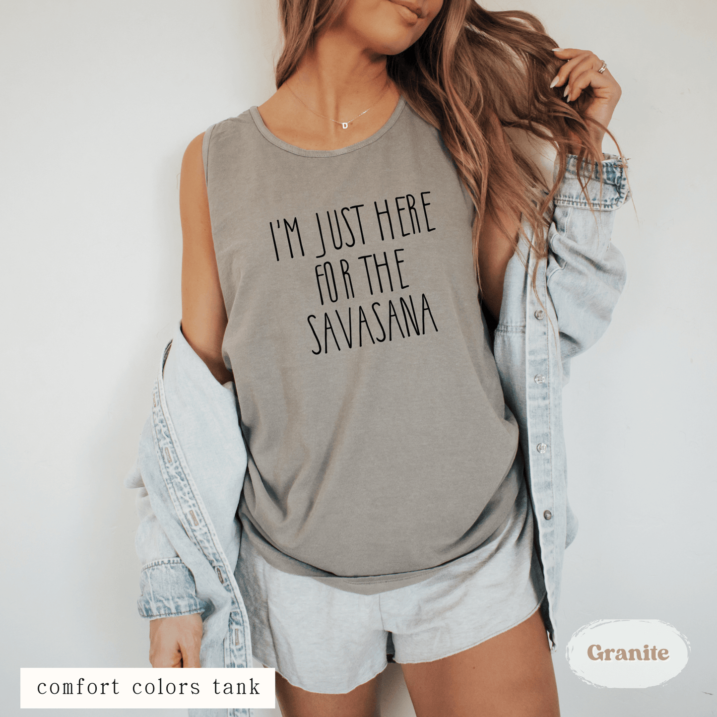 I’m Just Here for the Savasana Tank – Funny Yoga Shirt for Women