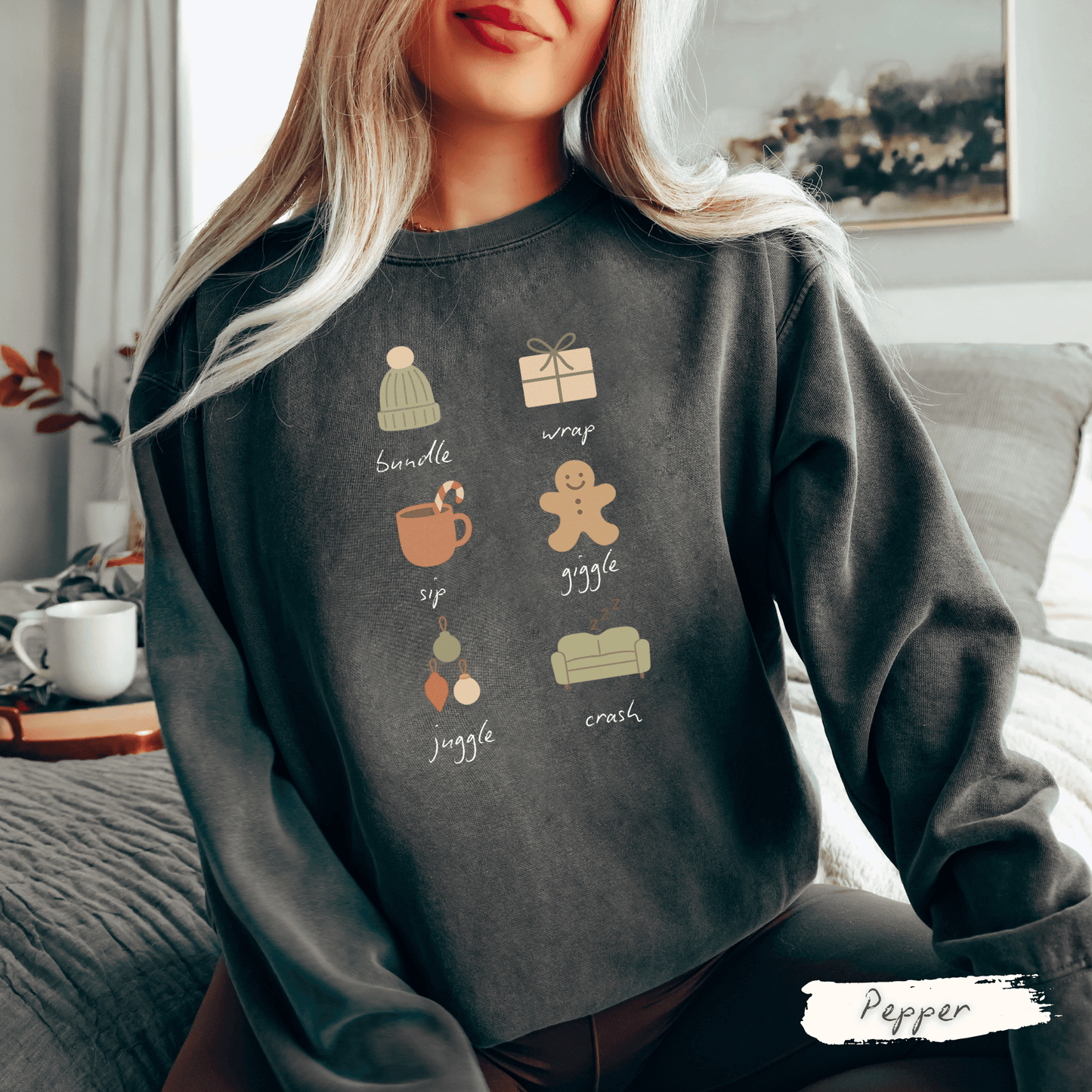 Holiday Graphic Comfort Colors Sweatshirt for Women – Cozy Vintage Christmas Crewneck