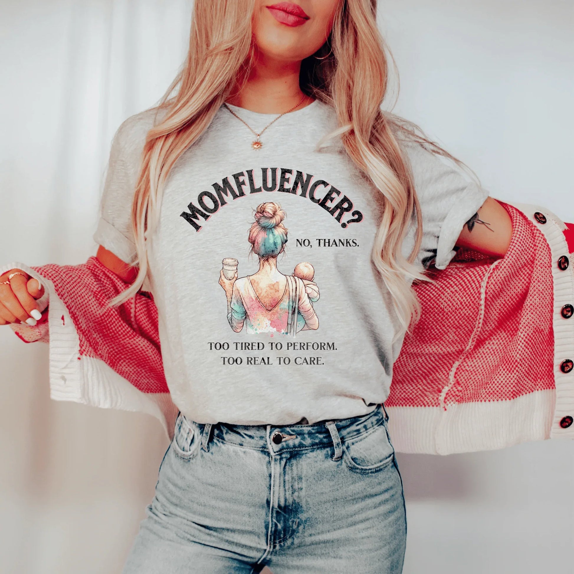 Momfluencer? No Thanks Shirt – Funny Bella Canvas Mom Tee - Zazations