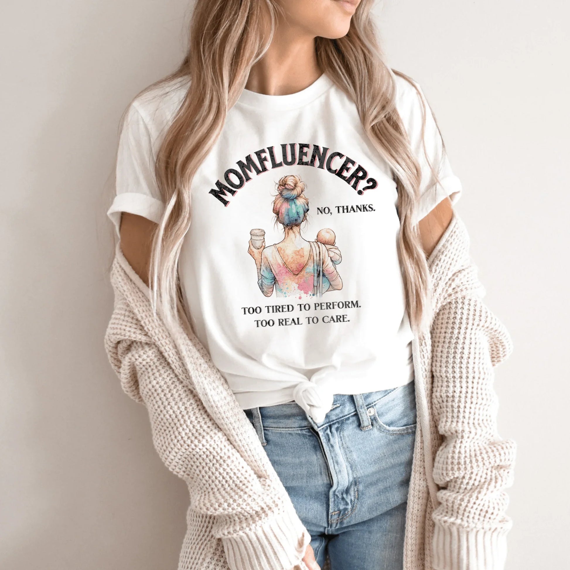 Momfluencer? No Thanks Shirt – Funny Bella Canvas Mom Tee - Zazations