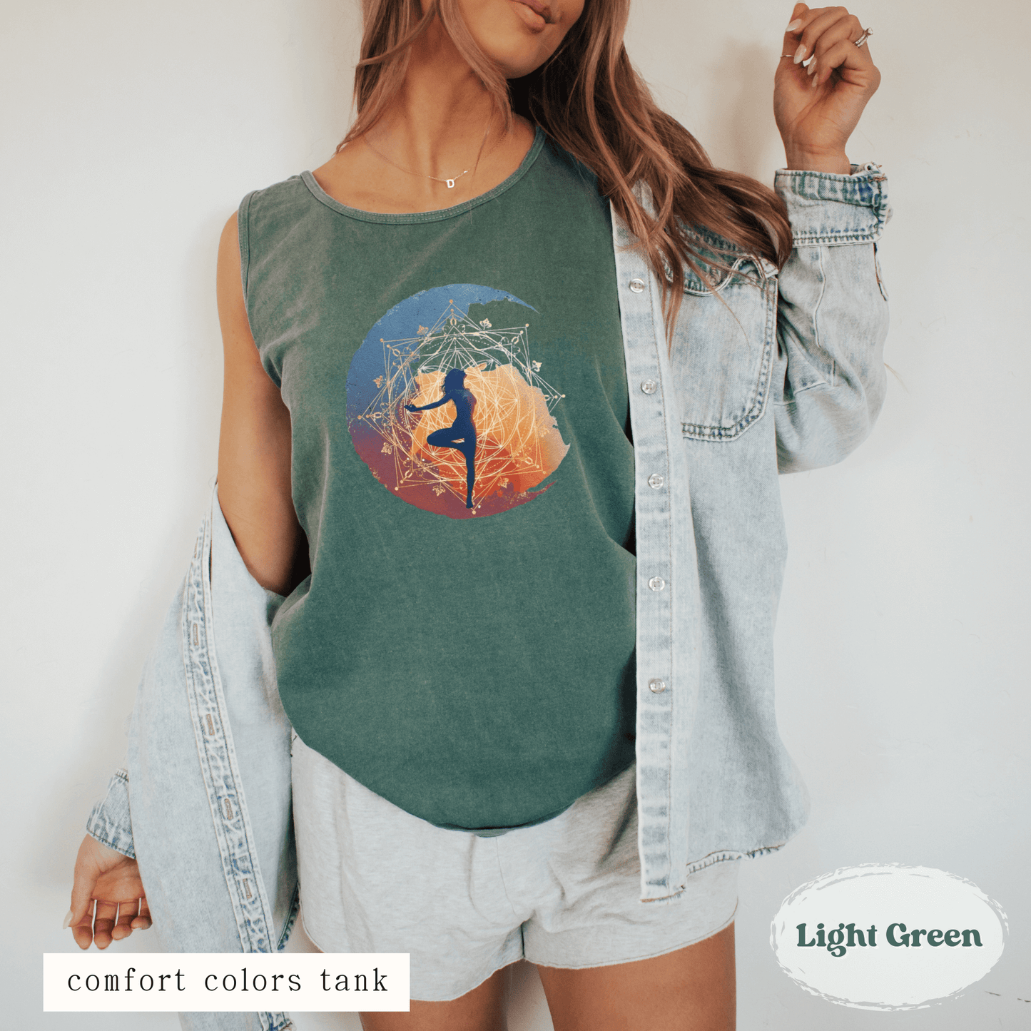 Boho Moon Yoga Tank Top – Sacred Geometry Design