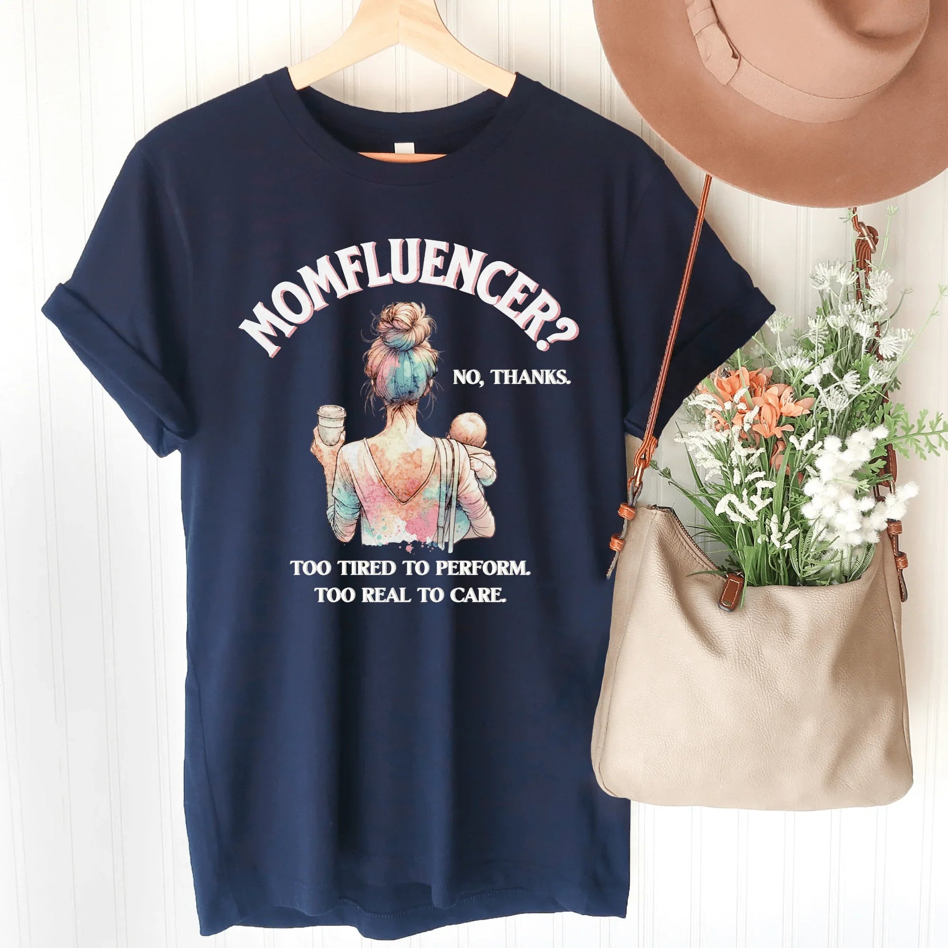 Momfluencer? No Thanks Shirt – Funny Bella Canvas Mom Tee - Zazations