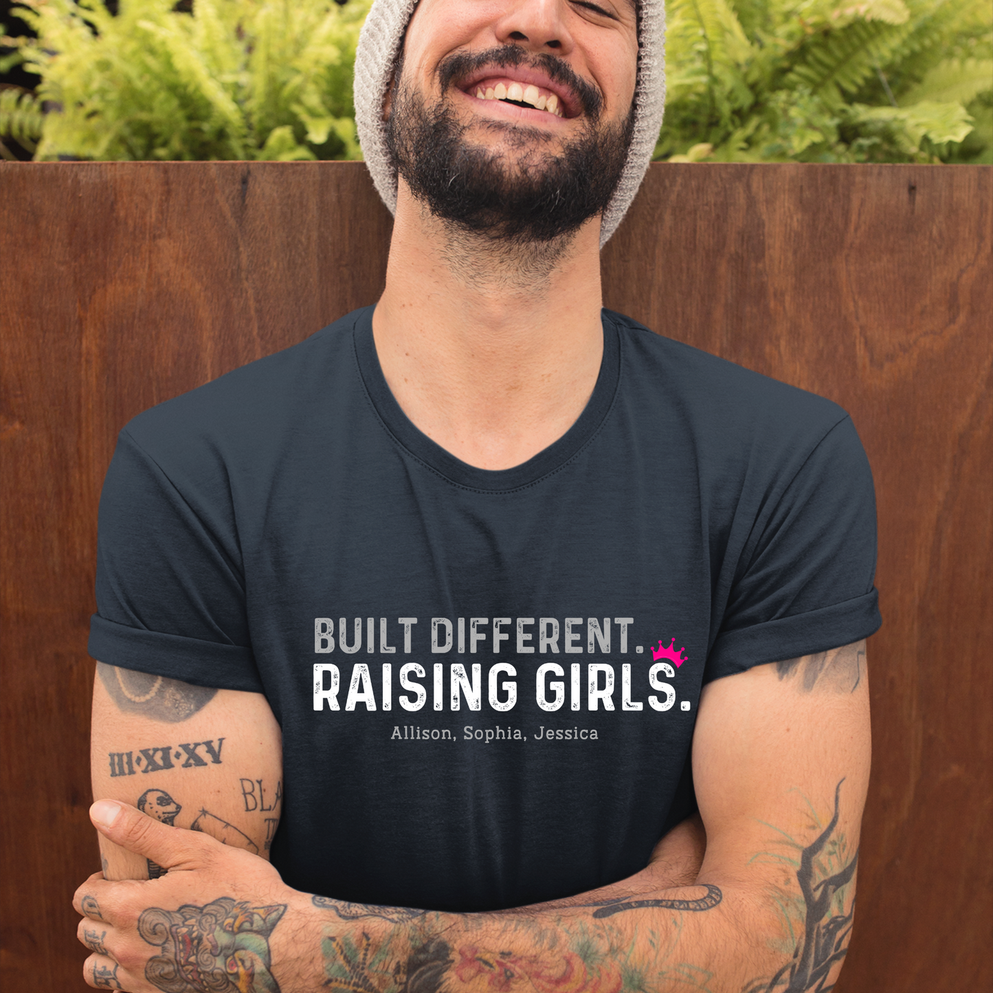Built Different. Raising Girls Tee - Custom Dad of Daughters Shirt