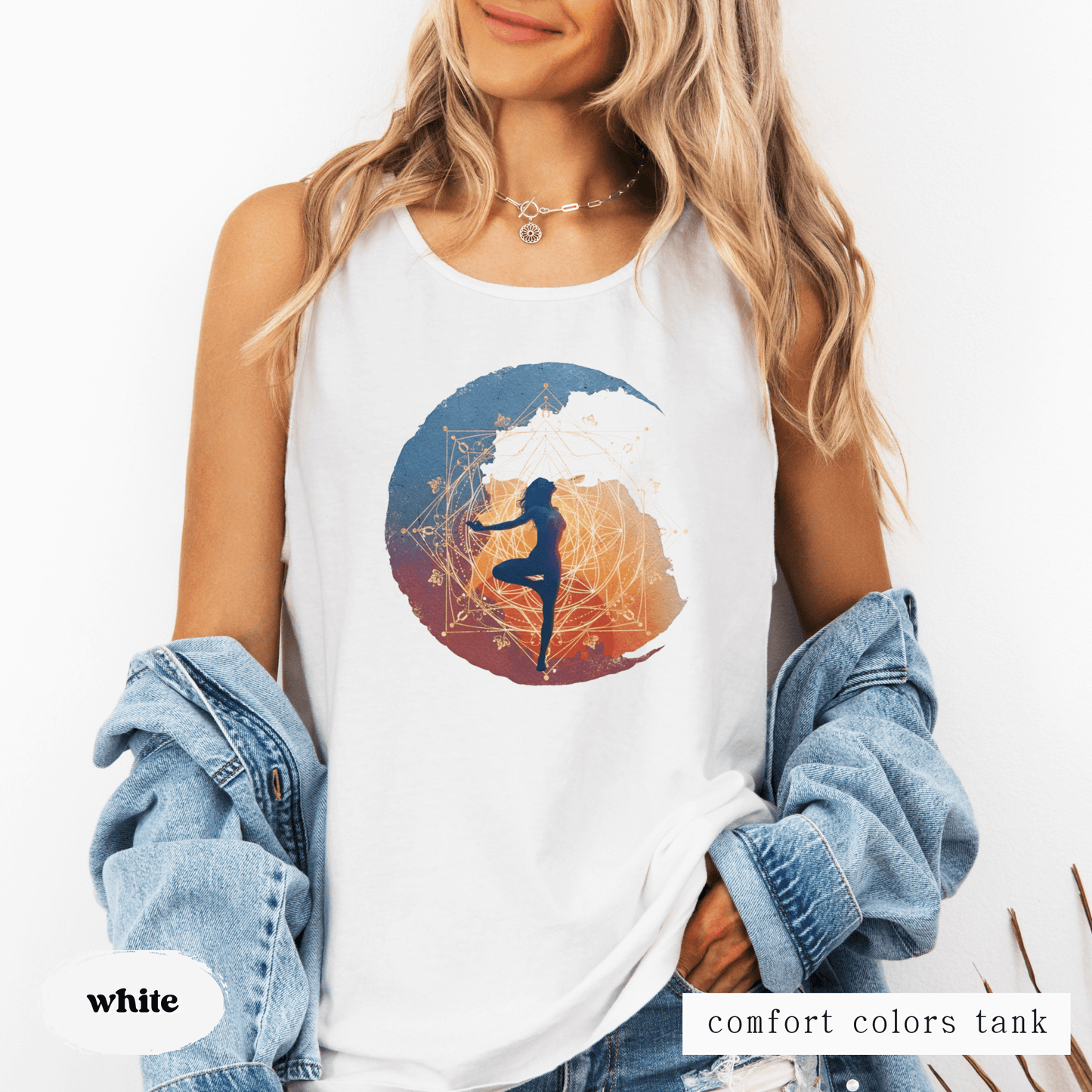 Boho Moon Yoga Tank Top – Sacred Geometry Design