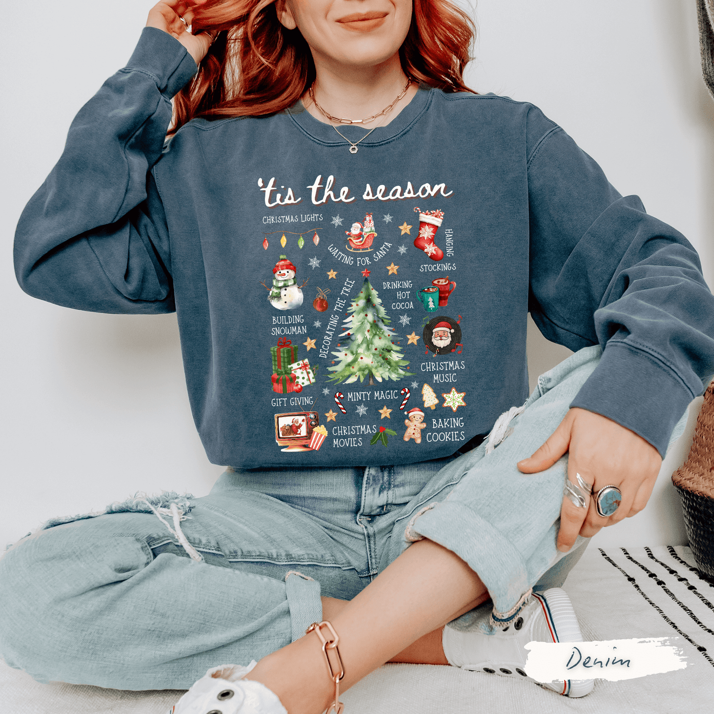 Tis The Season Christmas Comfort Colors Sweatshirt – Holiday Graphic Crewneck