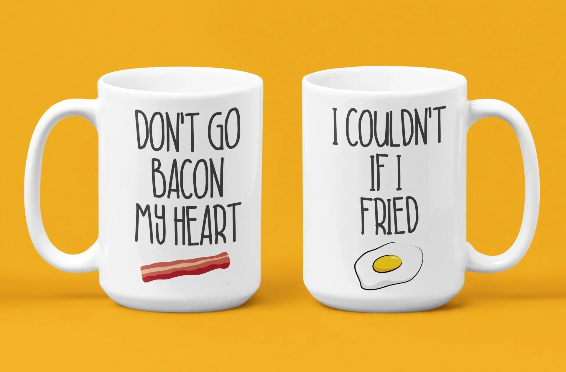 Don’t Go Bacon My Heart / I Couldn’t If I Fried Mug Set – Funny Couple Coffee Cups - Zazations