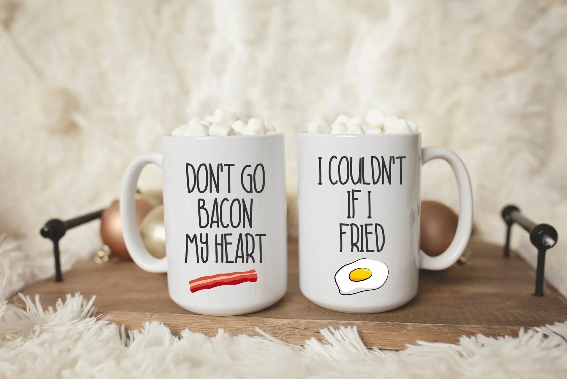 Don’t Go Bacon My Heart / I Couldn’t If I Fried Mug Set – Funny Couple Coffee Cups - Zazations
