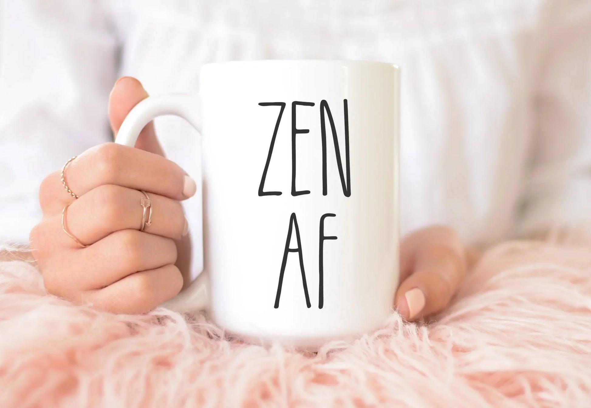 Zen AF Funny Yoga Mug for Chill Moms, Mindfulness, and Coffee Lovers - Zazations