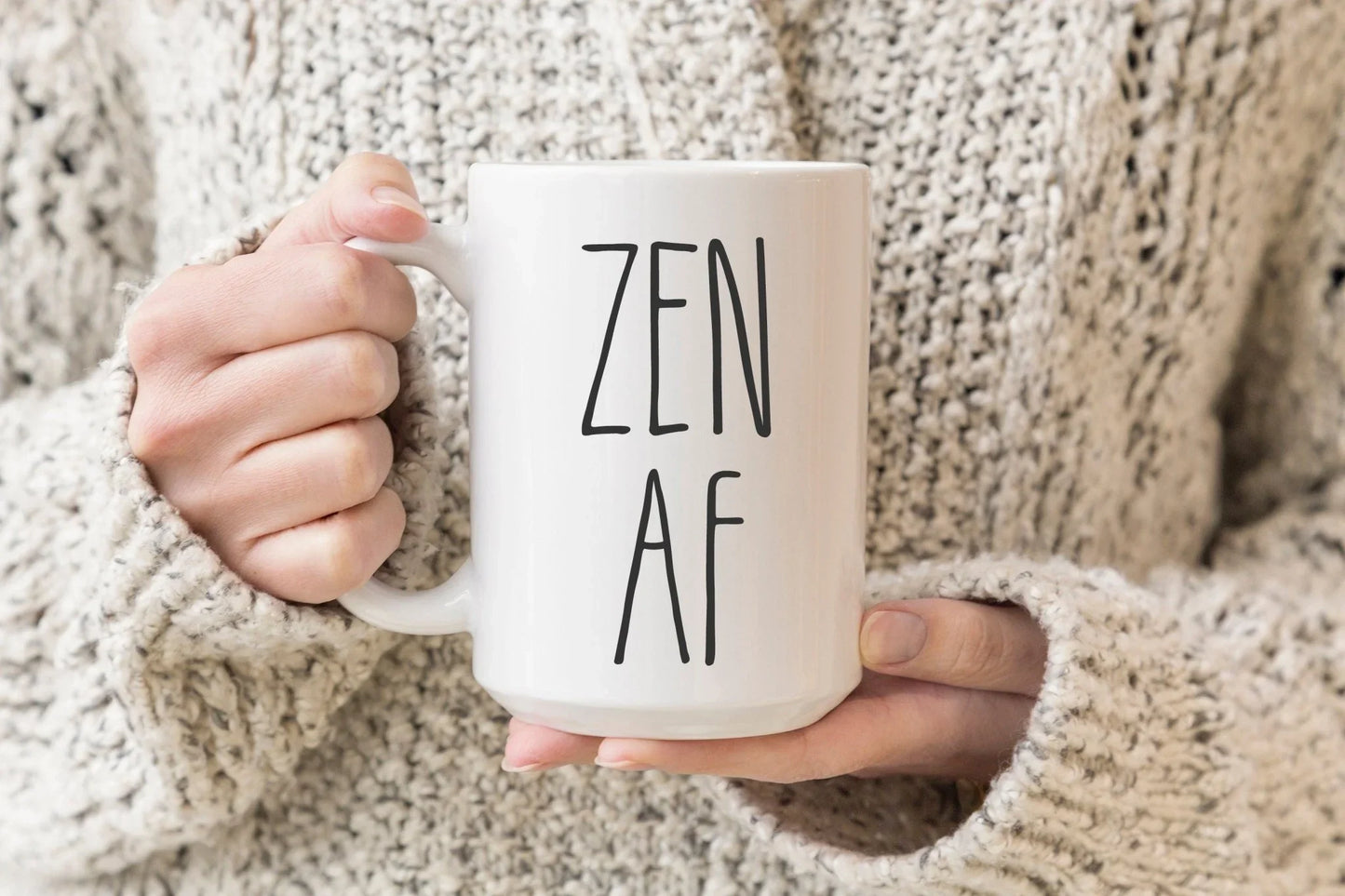 Zen AF Funny Yoga Mug for Chill Moms, Mindfulness, and Coffee Lovers - Zazations