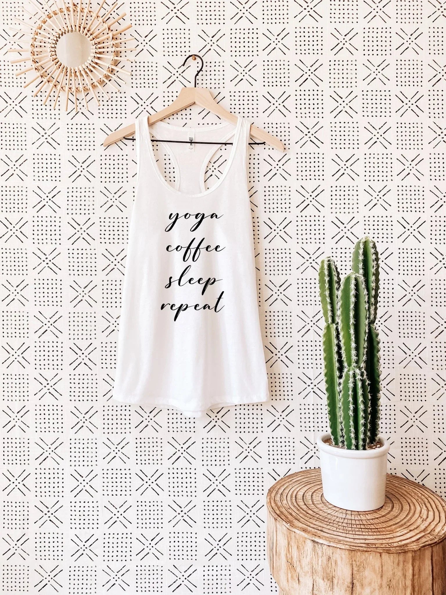 Yoga Coffee Sleep Repeat Tank Top – Funny Tank Top Shirt for Women - Zazations