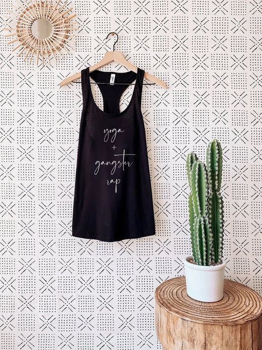 Yoga + Gangster Rap Tank Top – Funny Workout Shirt for Women - Zazations