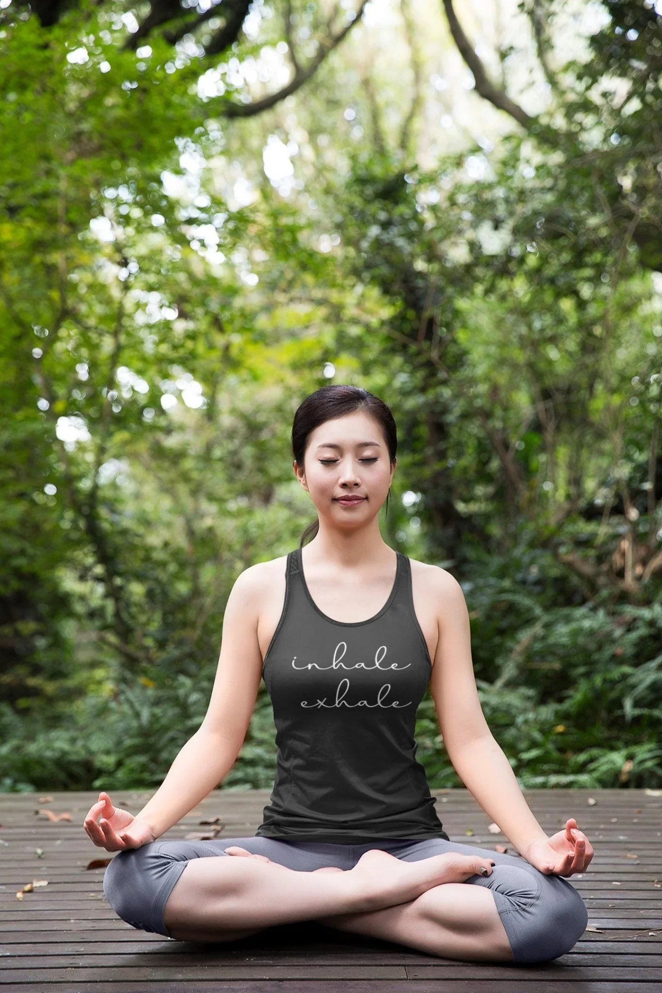 Inhale Exhale Yoga Tank – Funny Mindfulness Racerback Workout Top for Women - Zazations