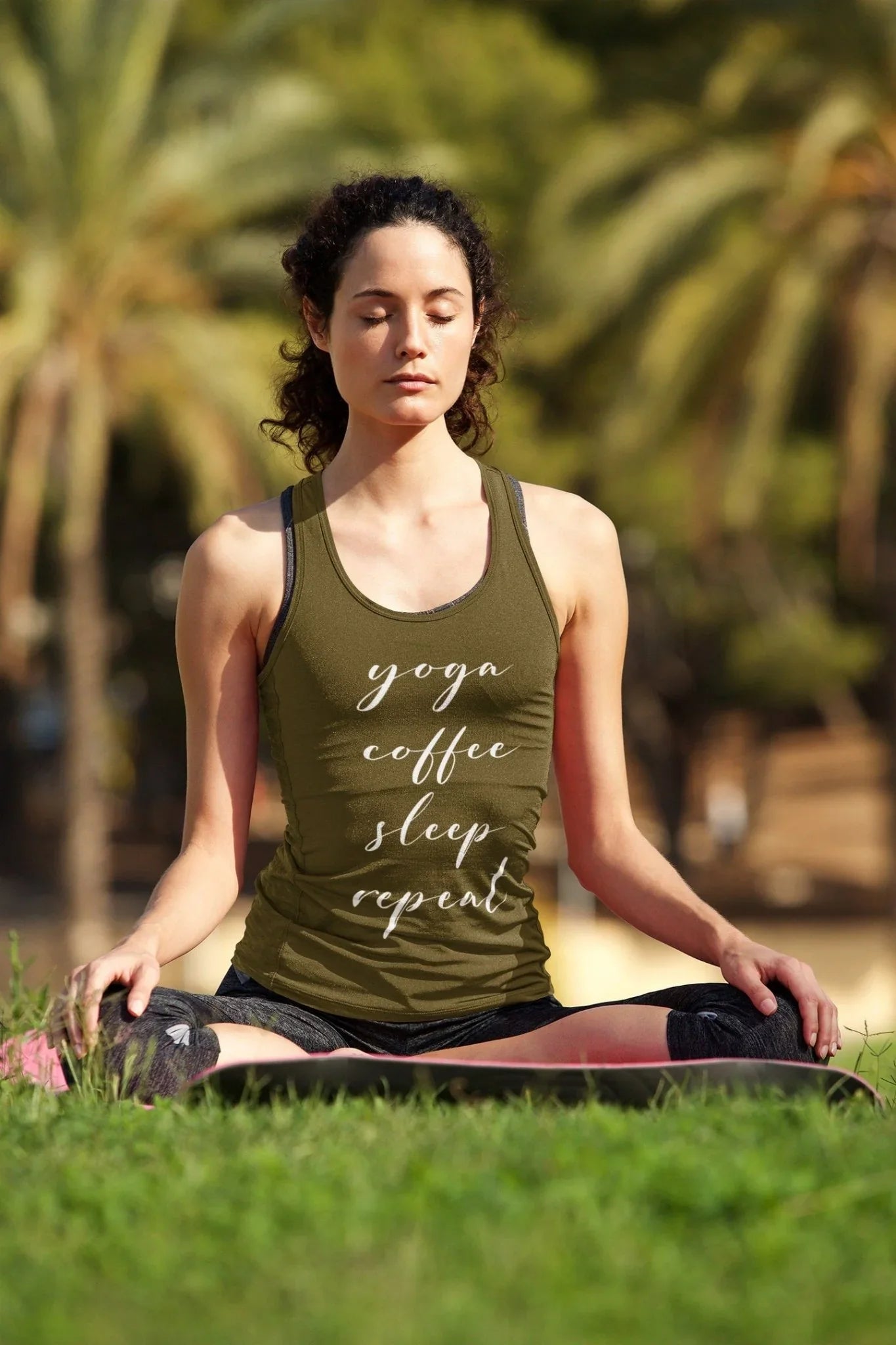 Yoga Coffee Sleep Repeat Tank Top – Funny Tank Top Shirt for Women - Zazations