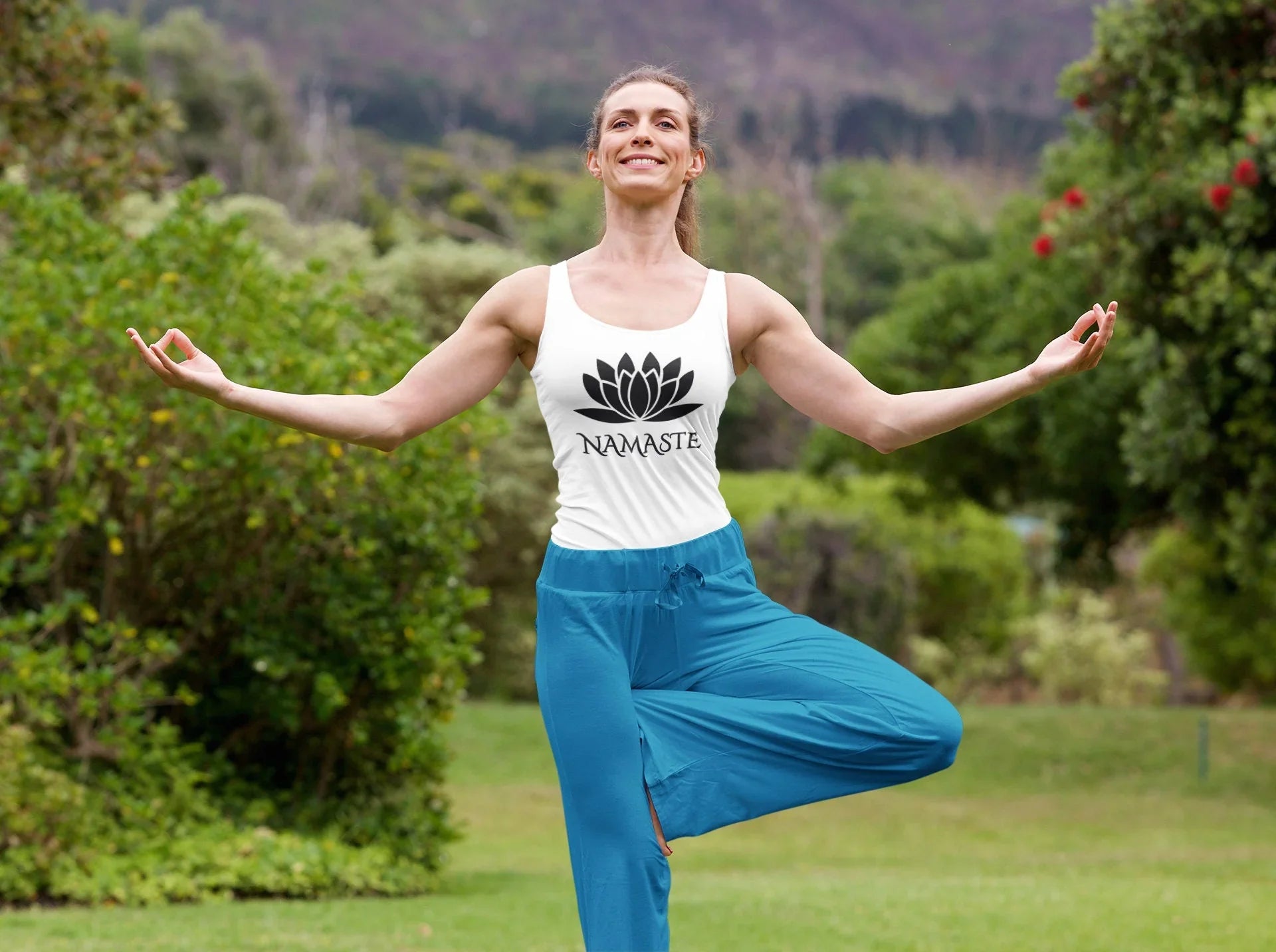 Namaste Lotus Tank Top – Funny Yoga Shirt for Women - Zazations