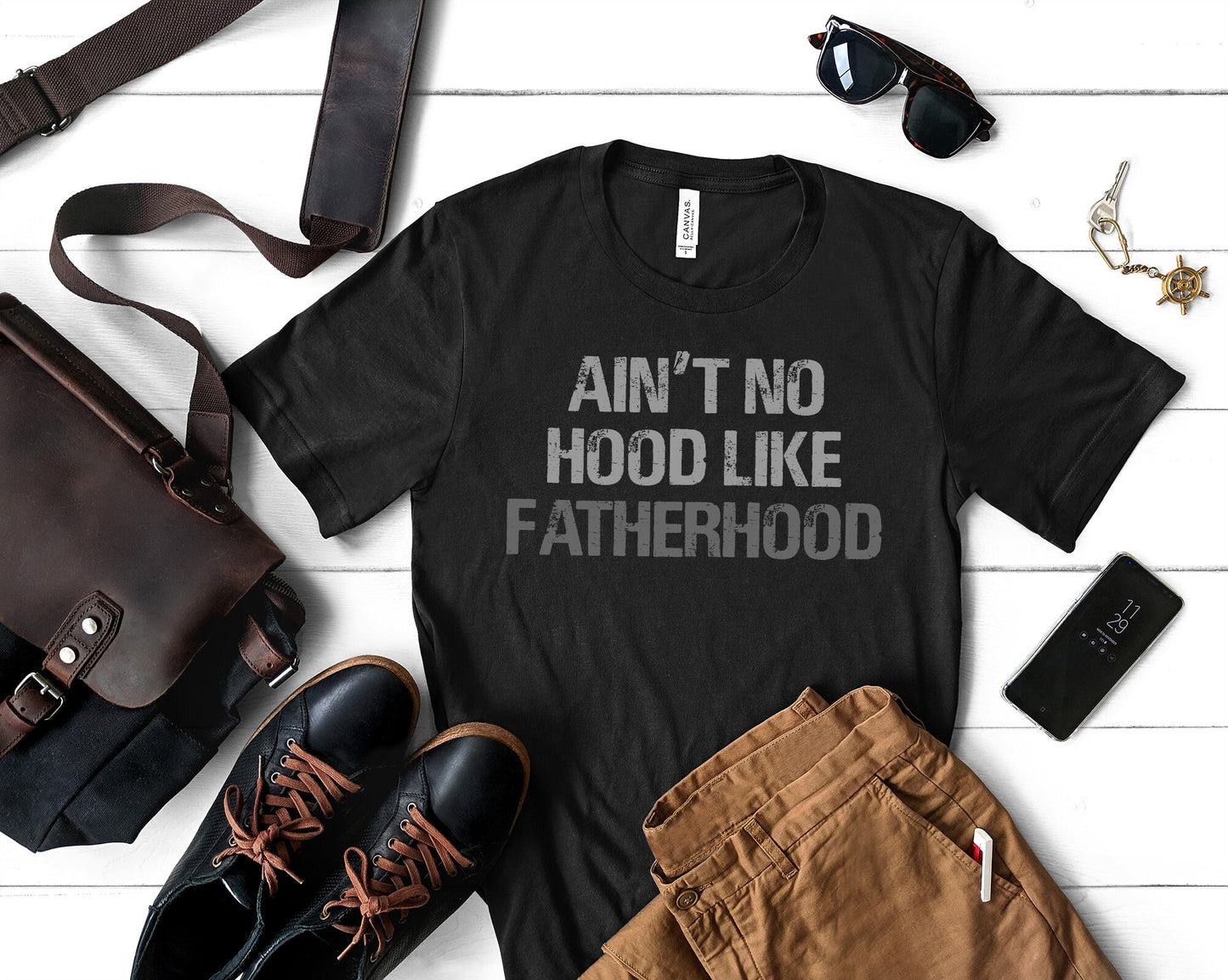 Ain’t No Hood Like Fatherhood Shirt – Funny Father’s Day Tee - by Zazations