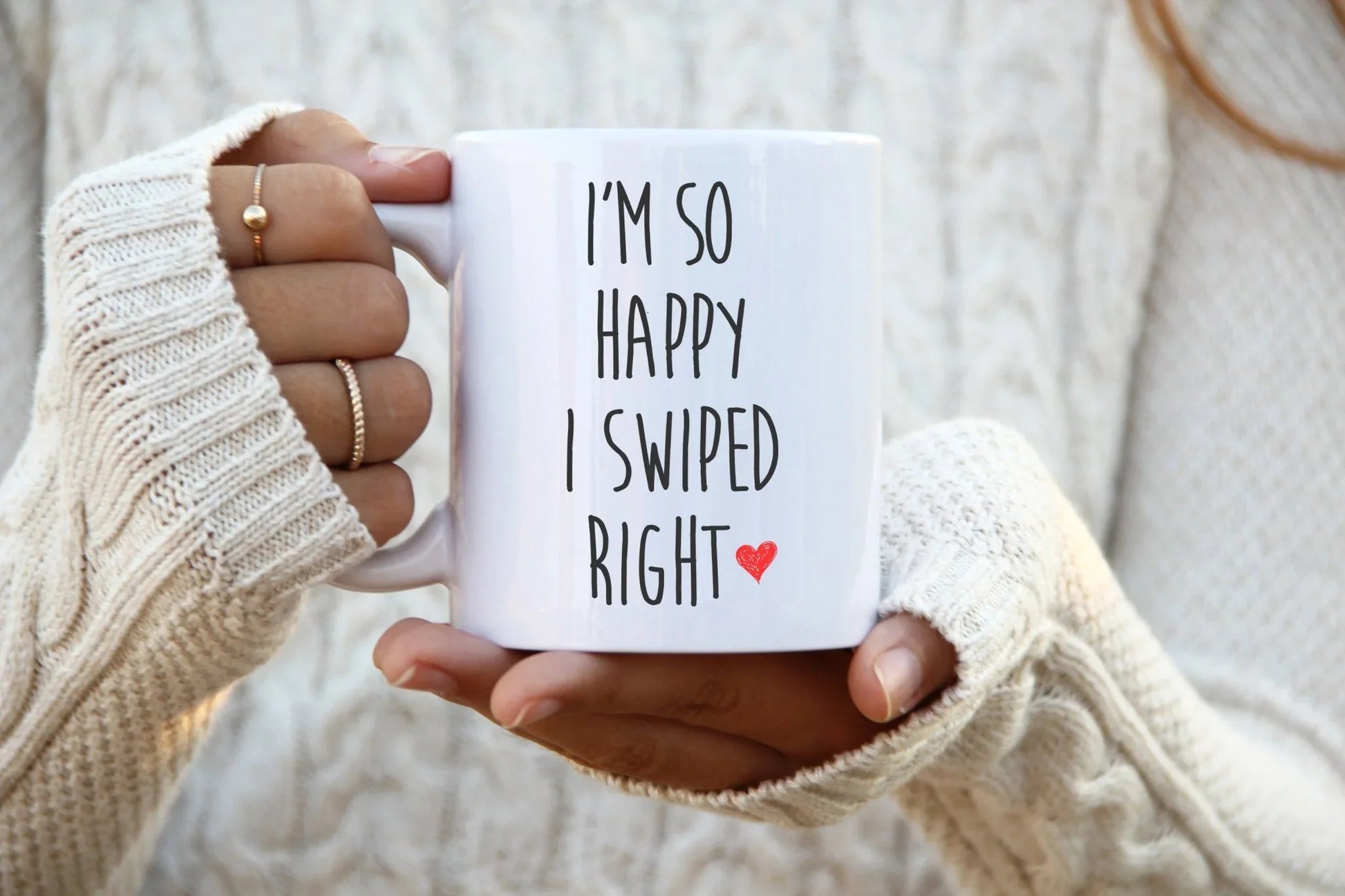I’m So Happy I Swiped Right Mug – Funny Valentine’s Day Gift for Him or Her - Zazations