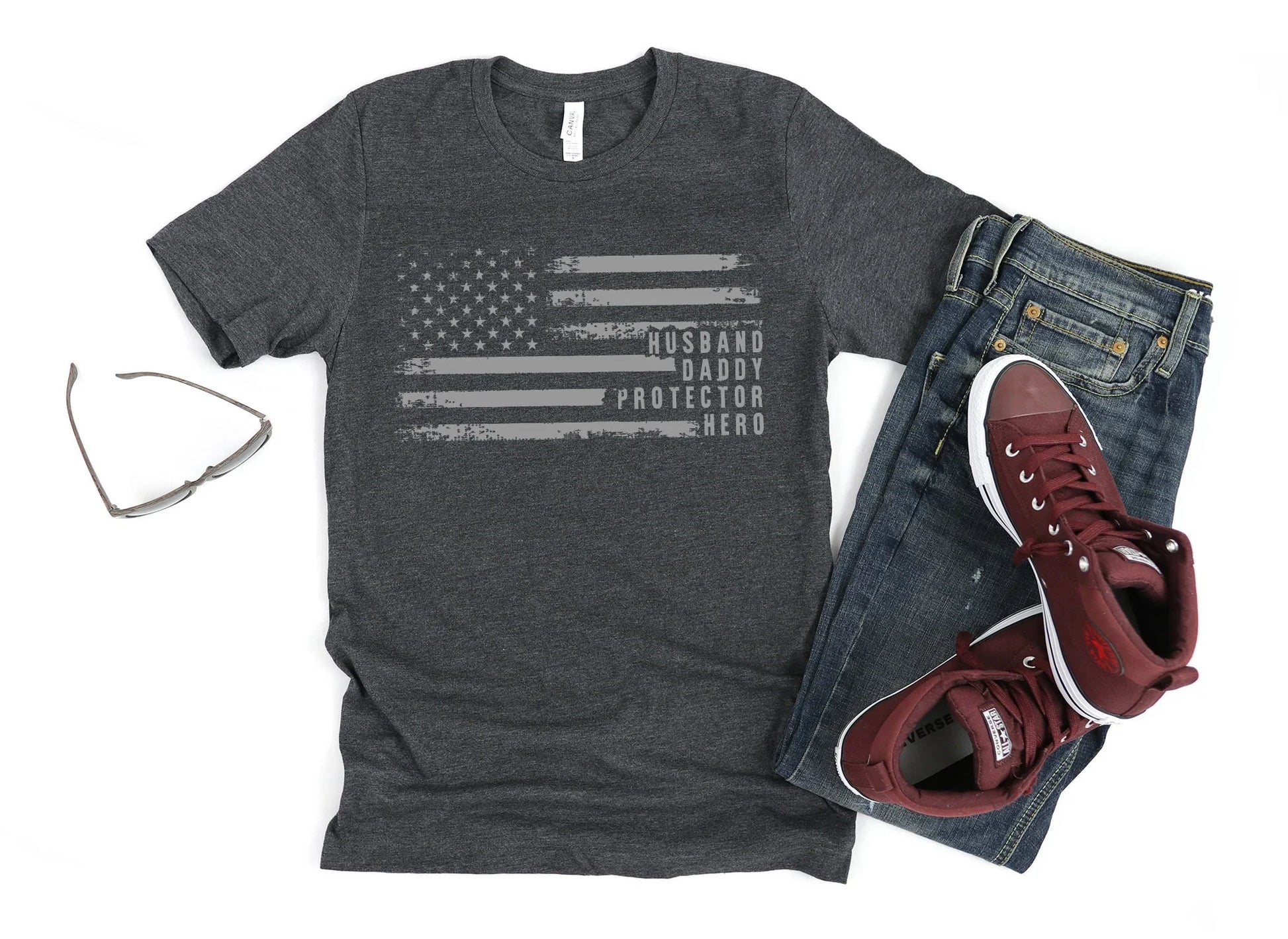 Husband. Daddy. Protector. Hero. Shirt – Patriotic Dad Tee - Zazations