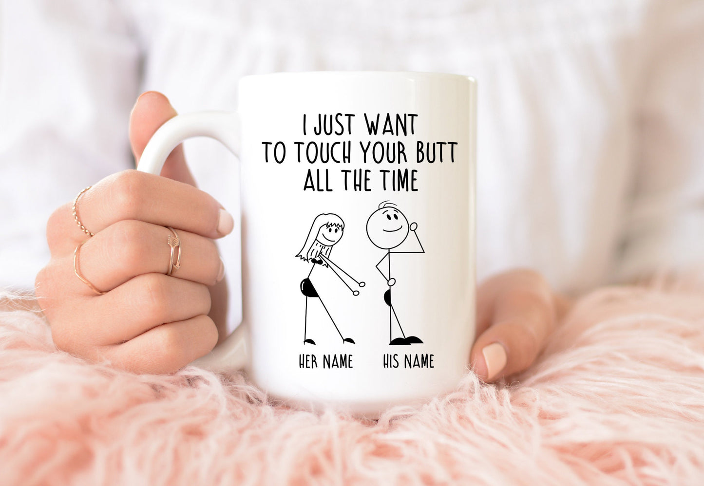 Taza "Solo quiero tocarte el trasero": un regalo personalizado divertido y travieso para él