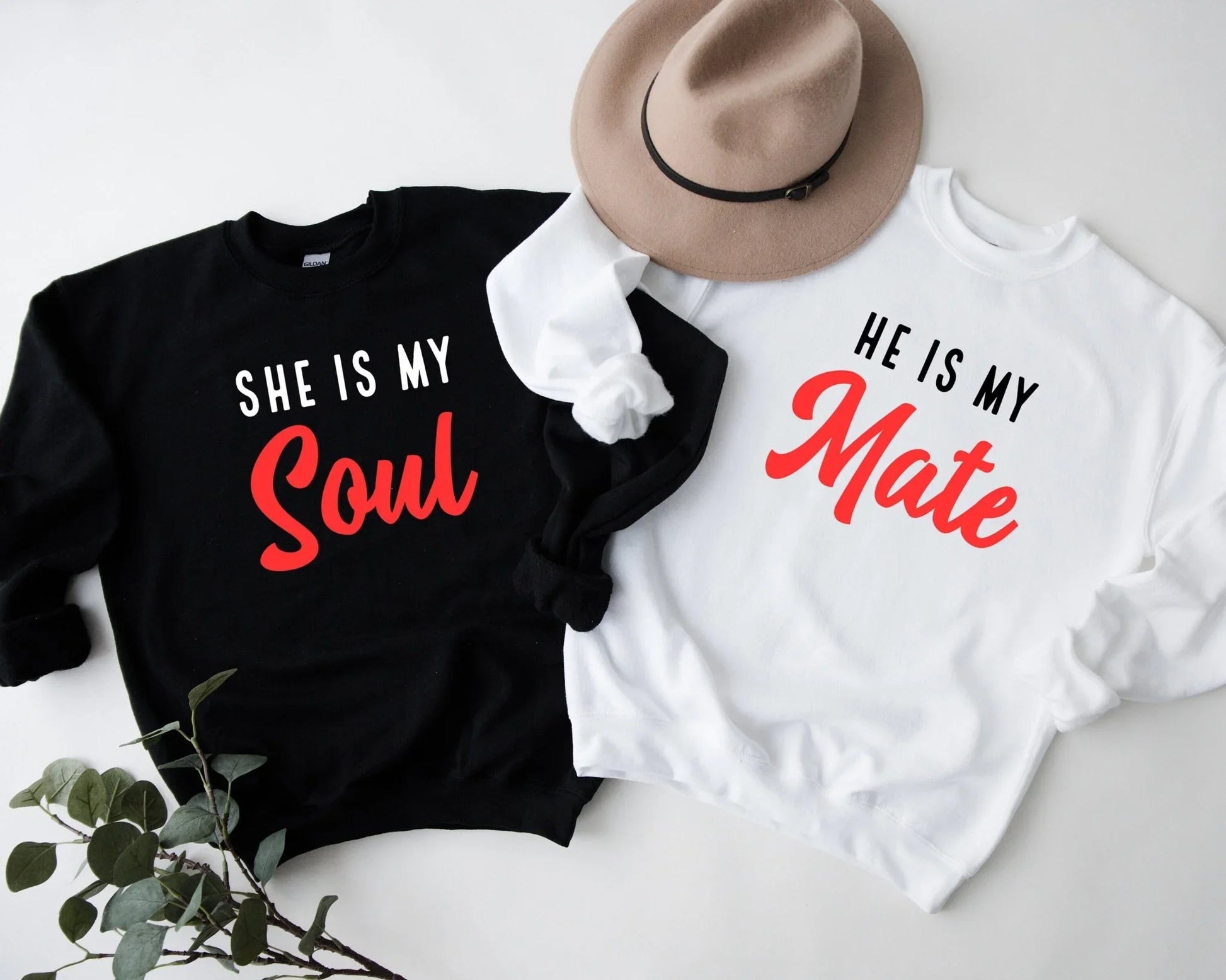 Matching Couples Sweatshirt & Hoodie – She Is My Soul / He Is My Mate - Zazations