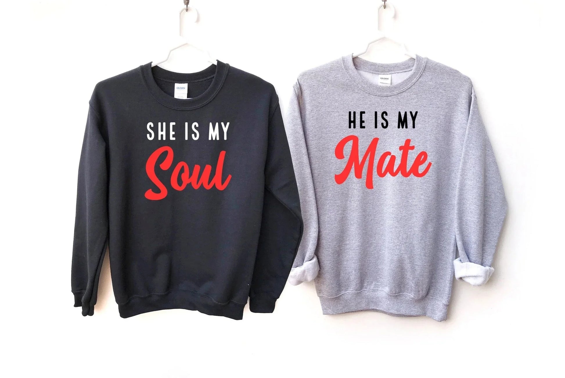 Matching Couples Sweatshirt & Hoodie – She Is My Soul / He Is My Mate - Zazations