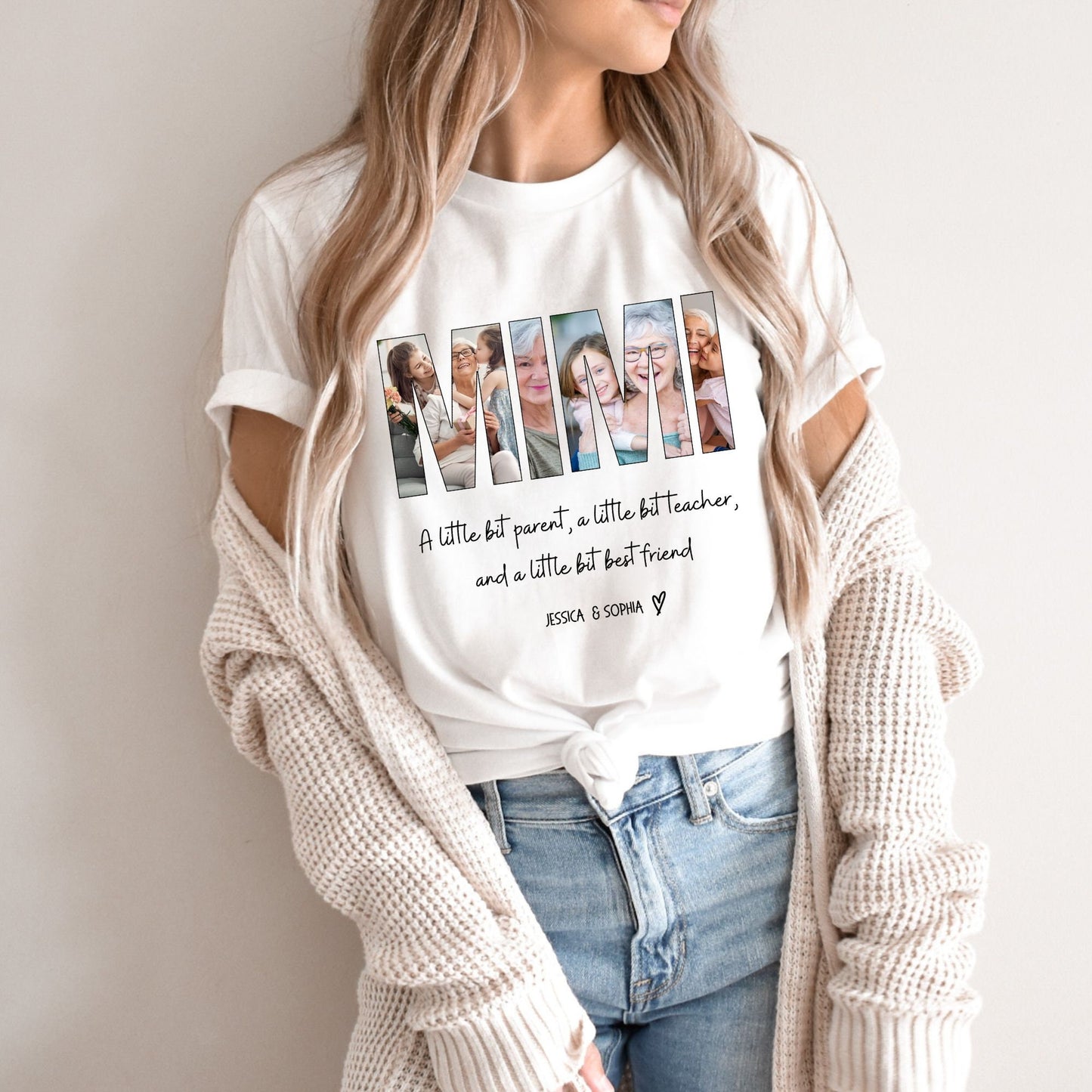 Camiseta personalizada con collage de fotos de la abuela