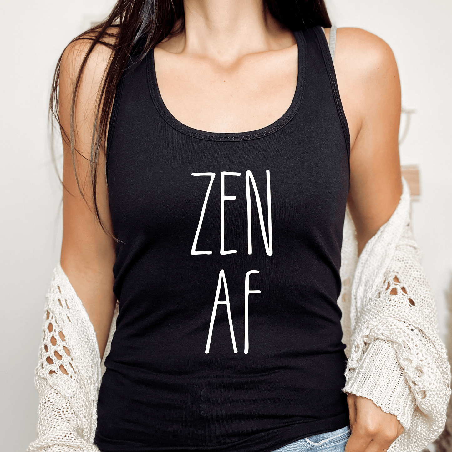 Zen AF Tank Top – Funny Yoga Workout Shirt for Mindful Women