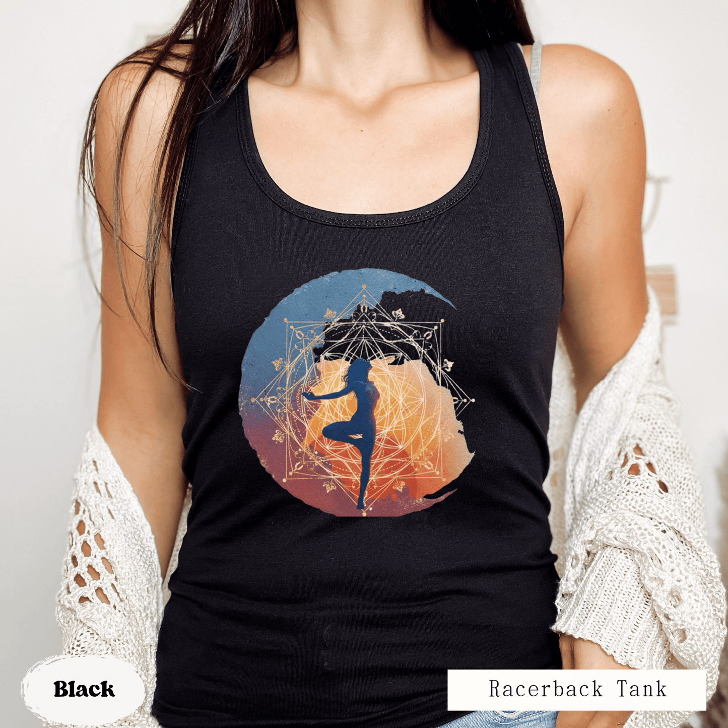Boho Moon Yoga Tank Top – Sacred Geometry Design