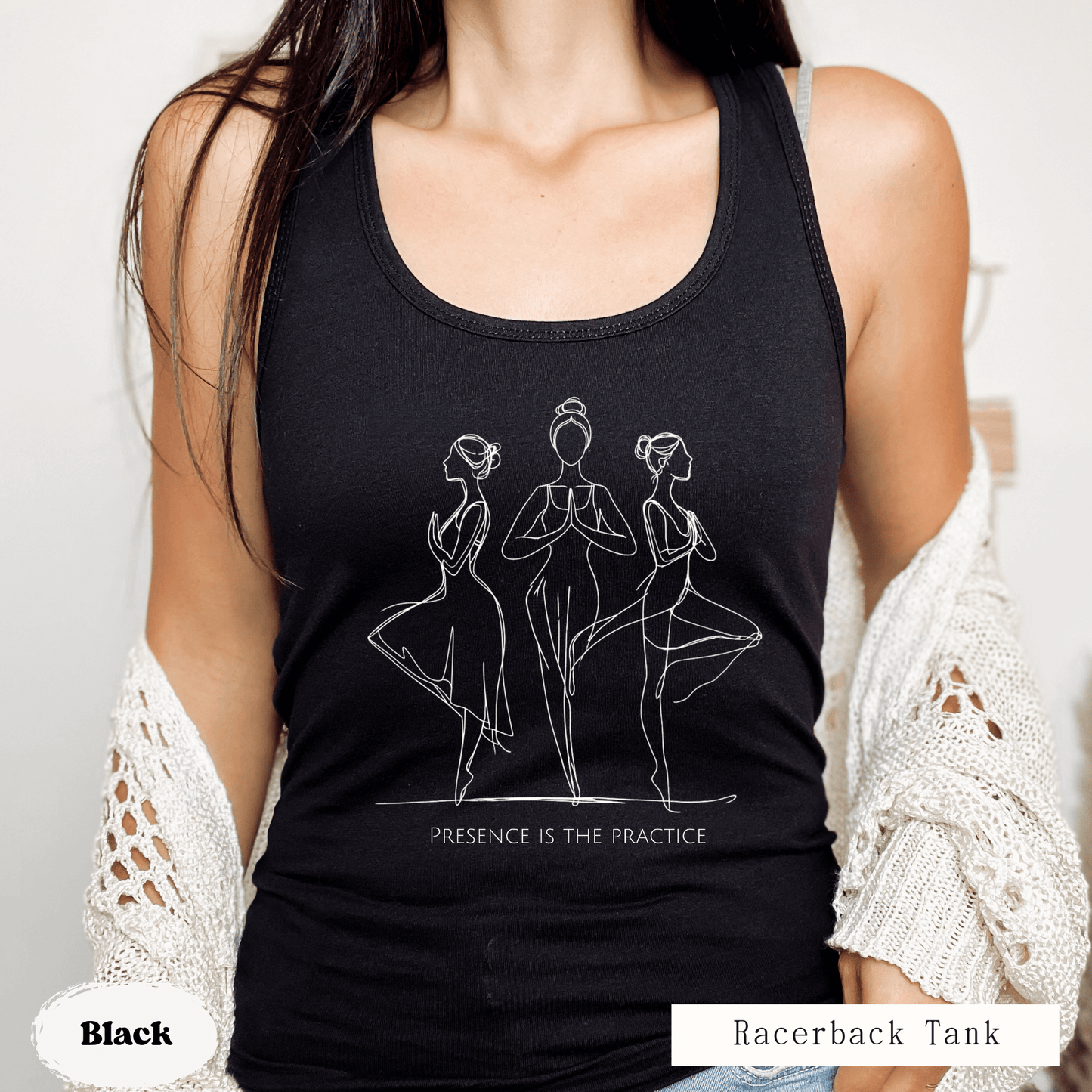 Presence Is the Practice Yoga Tank Top – Mindful Minimalist Line Art Design