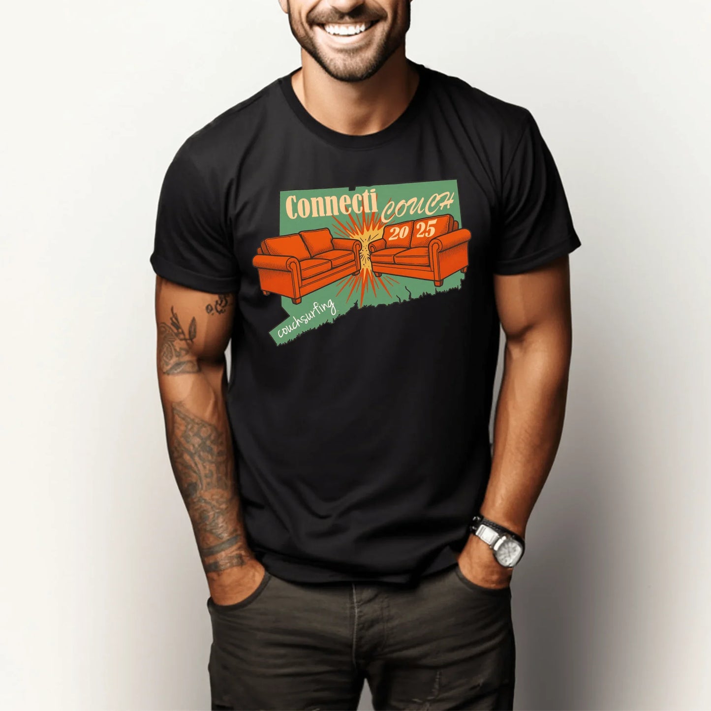 Connecticouch 2025 Shirt – Couchsurfing Connecticut Event Tee - Zazations