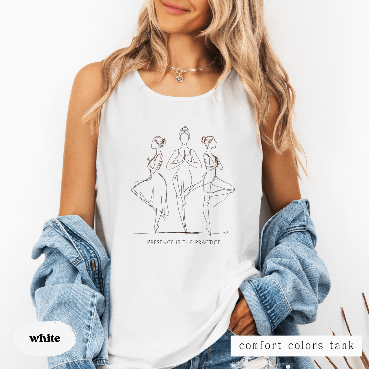 Presence Is the Practice Yoga Tank Top – Mindful Minimalist Line Art Design
