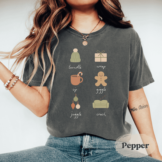 Christmas Holiday Graphic Tee – Comfort Colors Shirt for Women