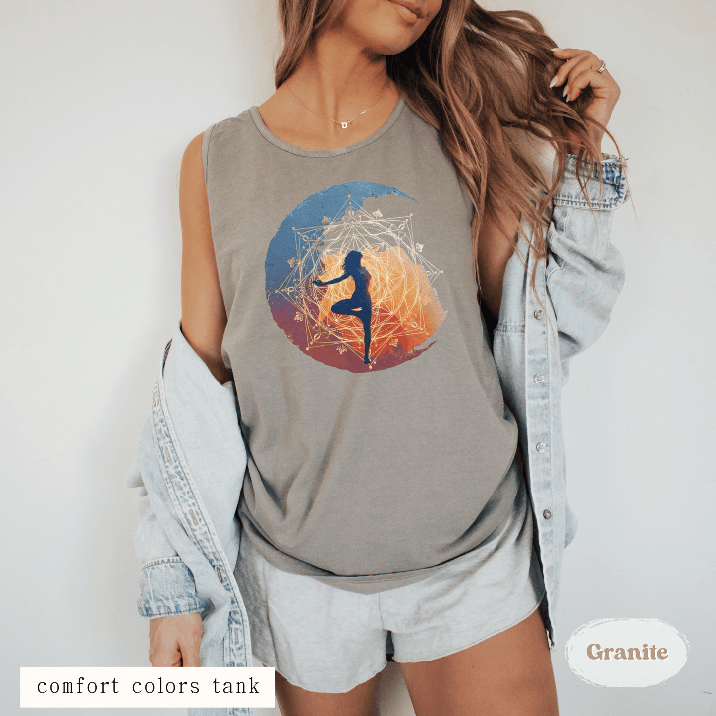 Boho Moon Yoga Tank Top – Sacred Geometry Design