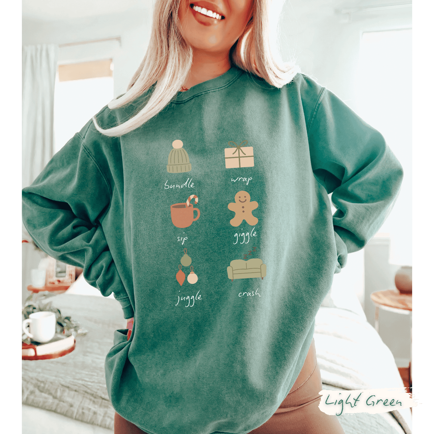 Holiday Graphic Comfort Colors Sweatshirt for Women – Cozy Vintage Christmas Crewneck