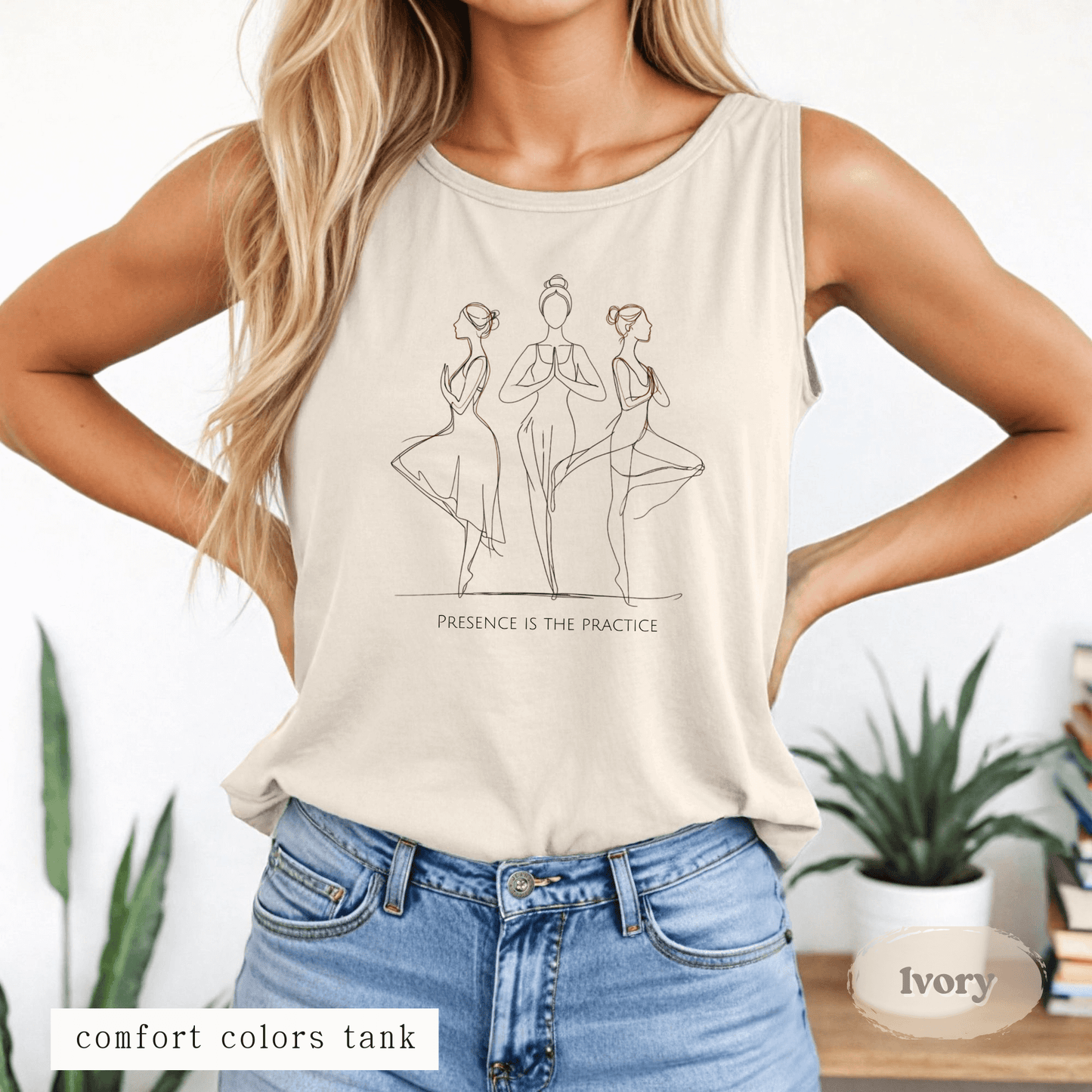 Presence Is the Practice Yoga Tank Top – Mindful Minimalist Line Art Design