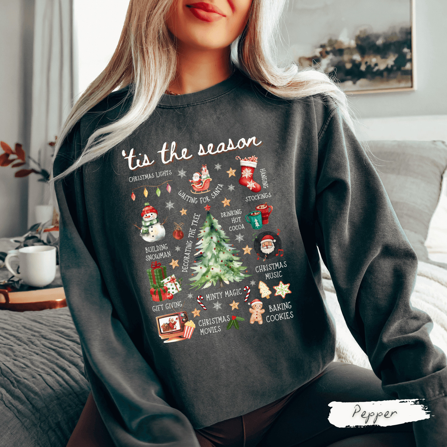 Tis The Season Christmas Comfort Colors Sweatshirt – Holiday Graphic Crewneck