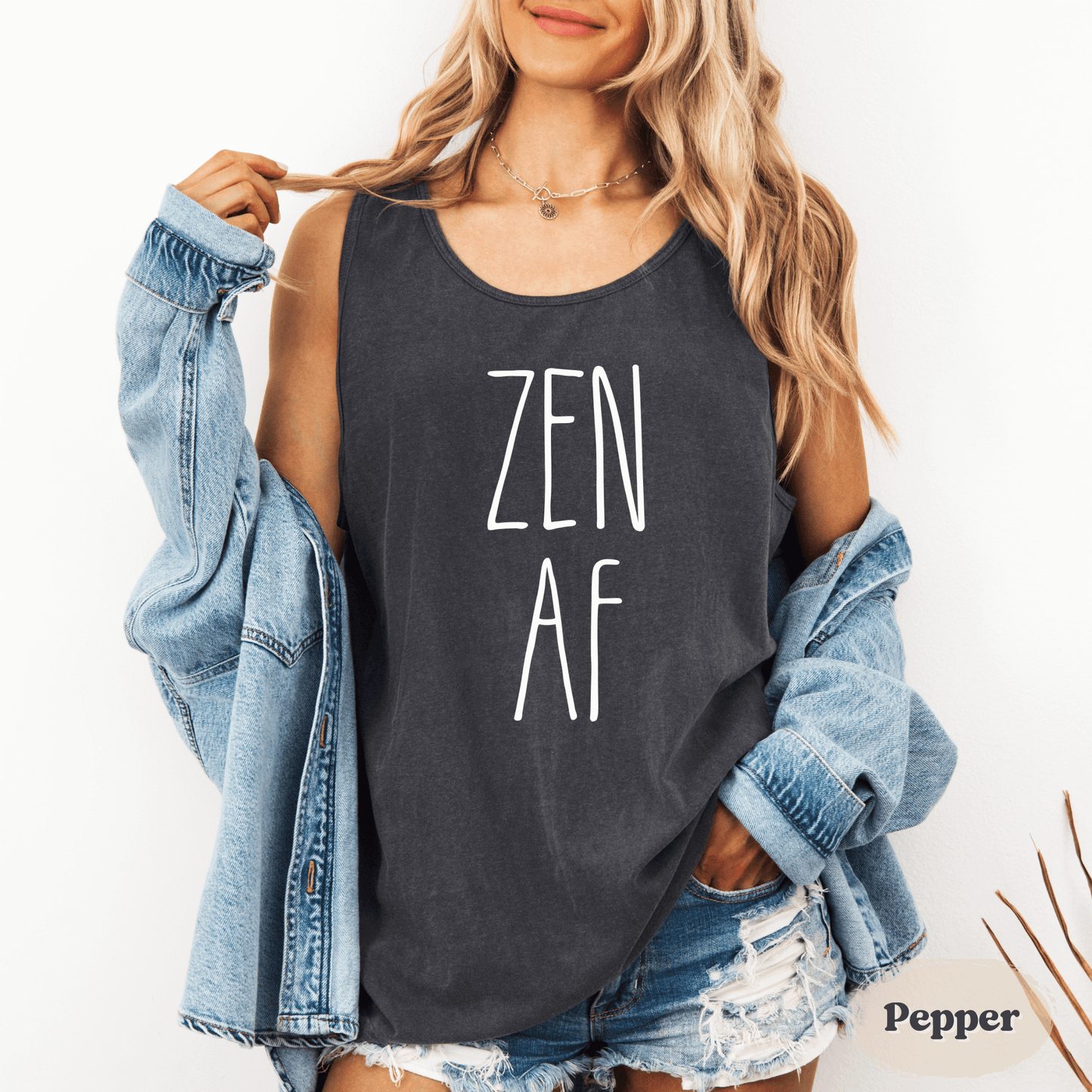 Zen AF Tank Top – Funny Yoga Workout Shirt for Mindful Women