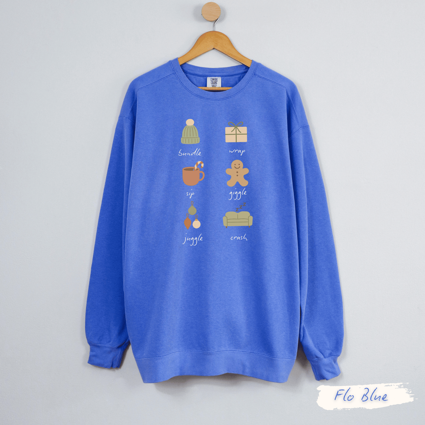 Holiday Graphic Comfort Colors Sweatshirt for Women – Cozy Vintage Christmas Crewneck