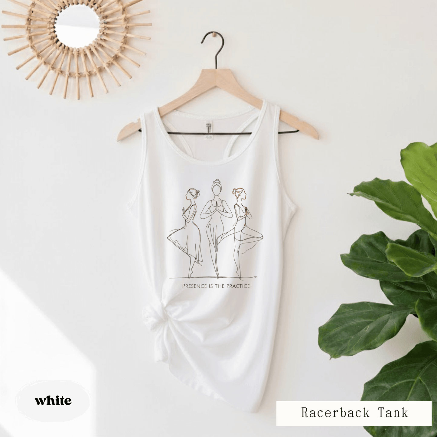 Presence Is the Practice Yoga Tank Top – Mindful Minimalist Line Art Design