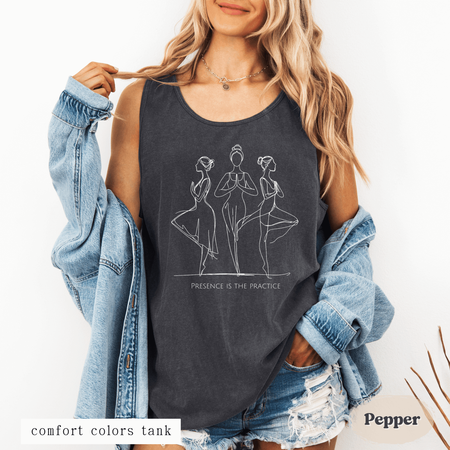 Presence Is the Practice Yoga Tank Top – Mindful Minimalist Line Art Design