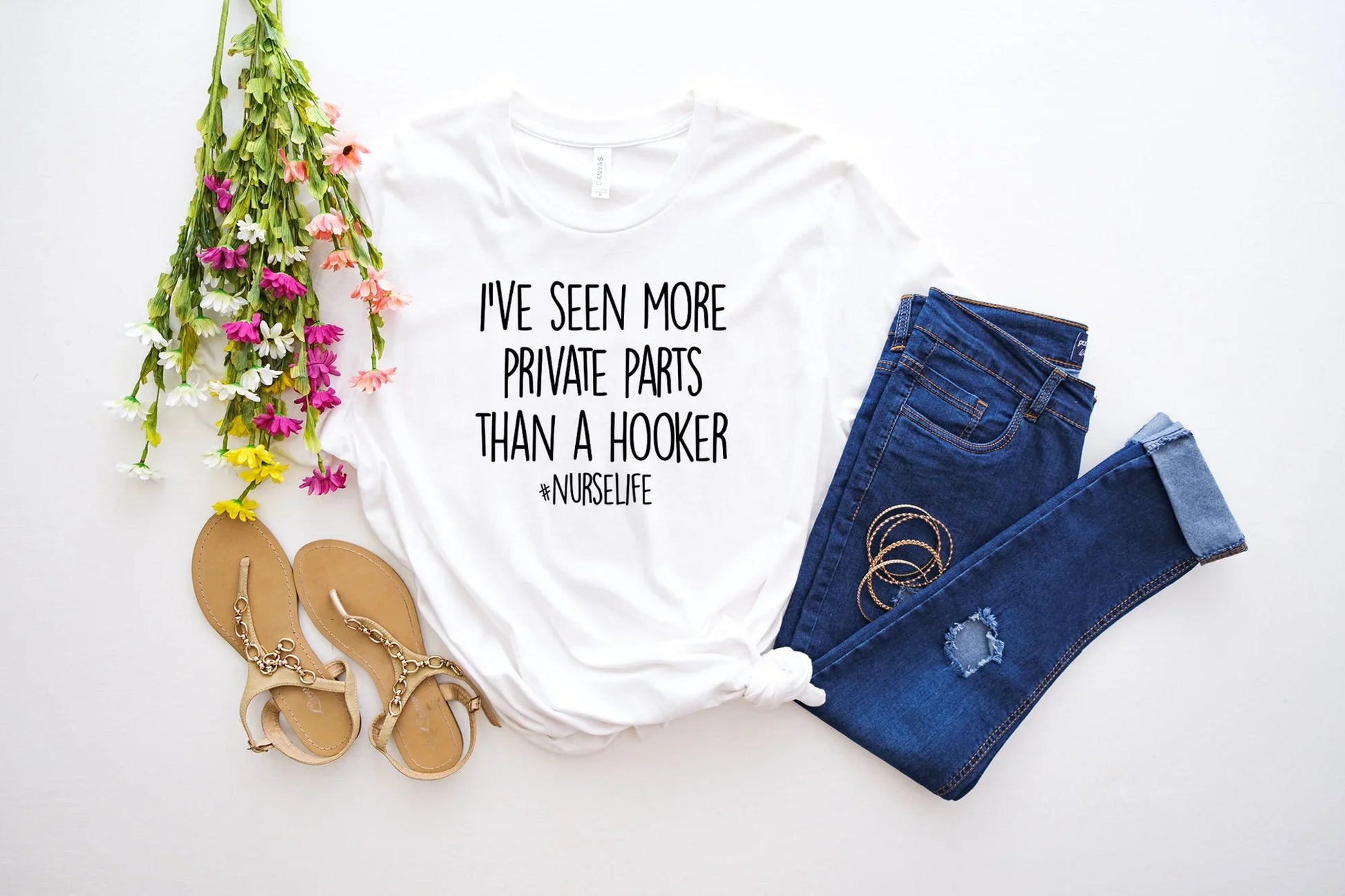 Funny Nurse Shirt – I've Seen More Private Parts Than a Hooker Bella+Canvas Tee - Zazations