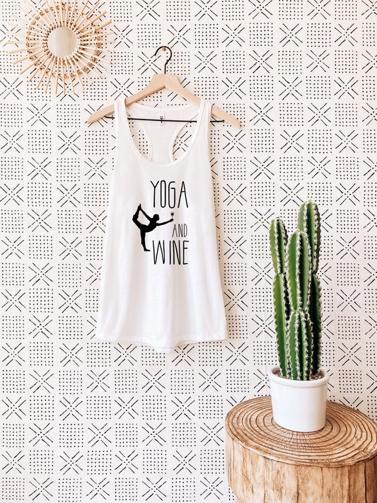 Camiseta sin mangas de yoga y vino