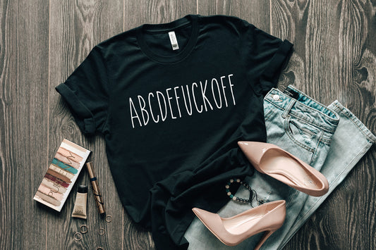 Camiseta ABCDEFUCKOFF: un regalo divertido y travieso para él o ella | Camiseta atrevida para cumpleaños o festividades