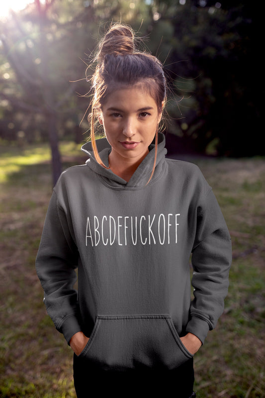 Sudadera con capucha ABCDEFUCKOFF: sudadera unisex divertida y traviesa | Regalo para amigos, para él o para ella