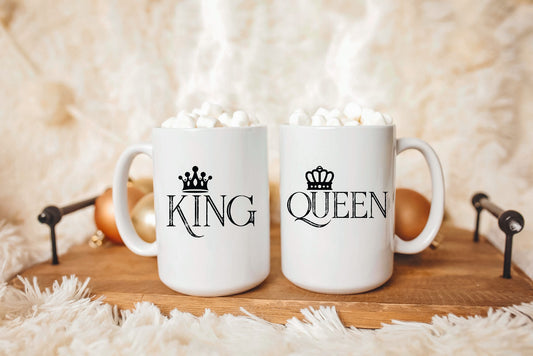 Juego de tazas "Rey y Reina" para parejas: Corona de Amor