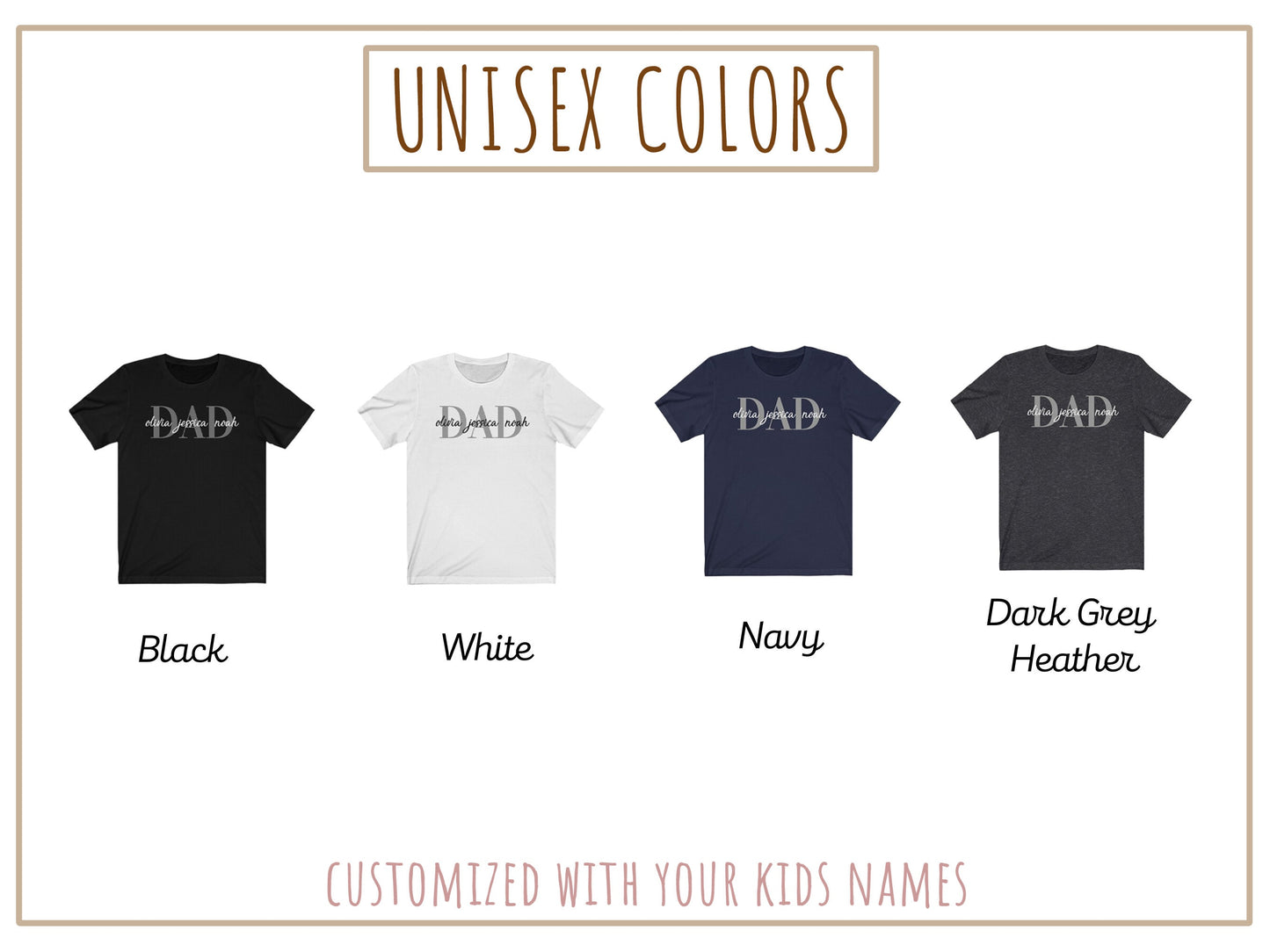 Camiseta personalizada para papá: personalizada con los nombres de los niños