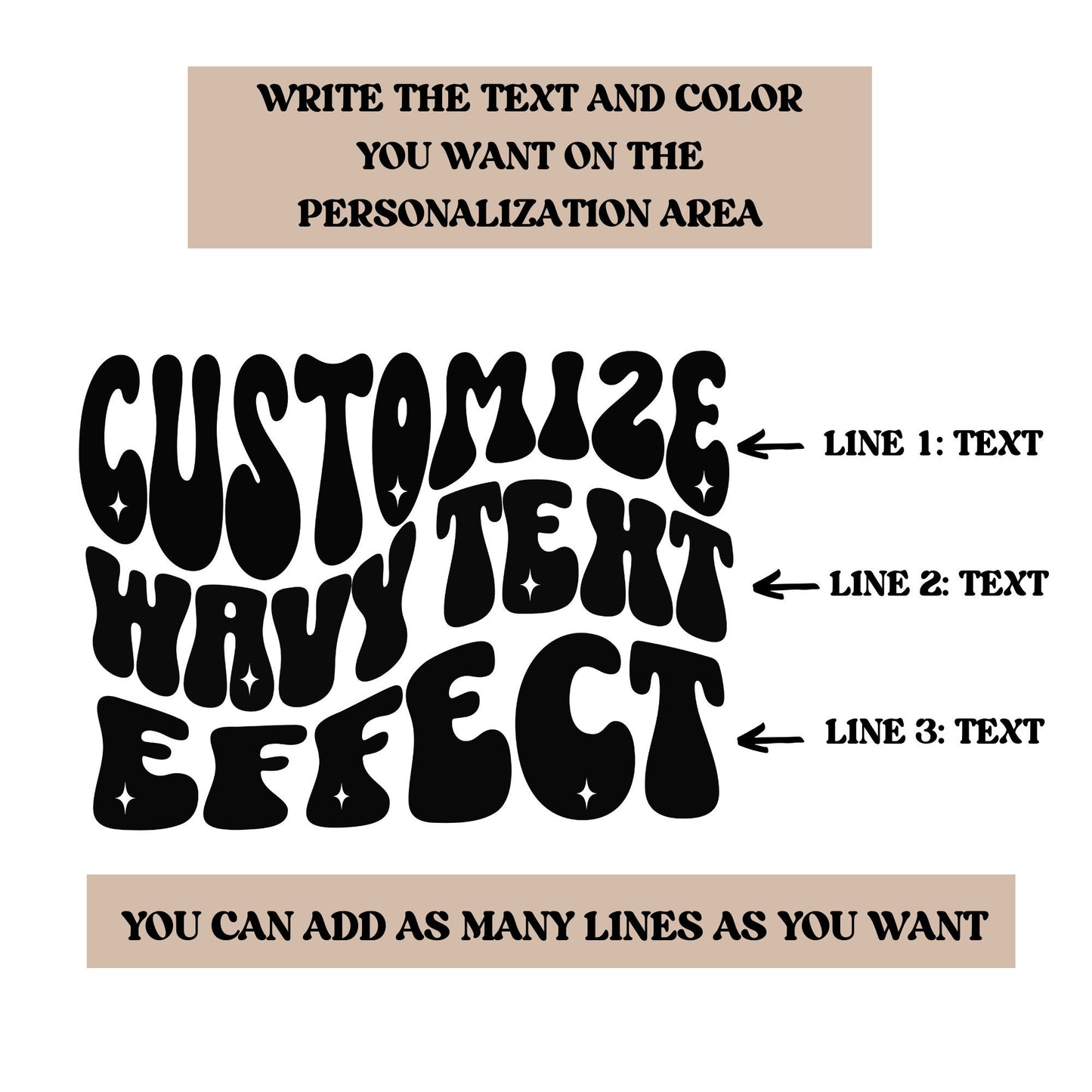 Camisa con texto ondulado personalizado