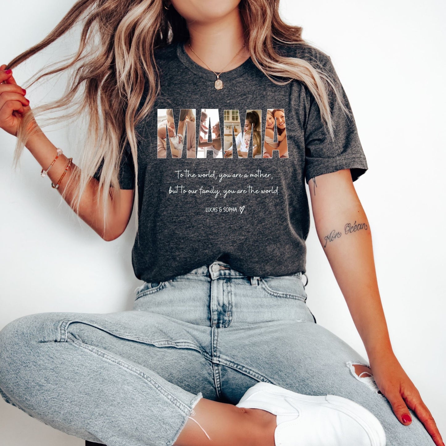 Camiseta personalizada con collage de fotos de la abuela